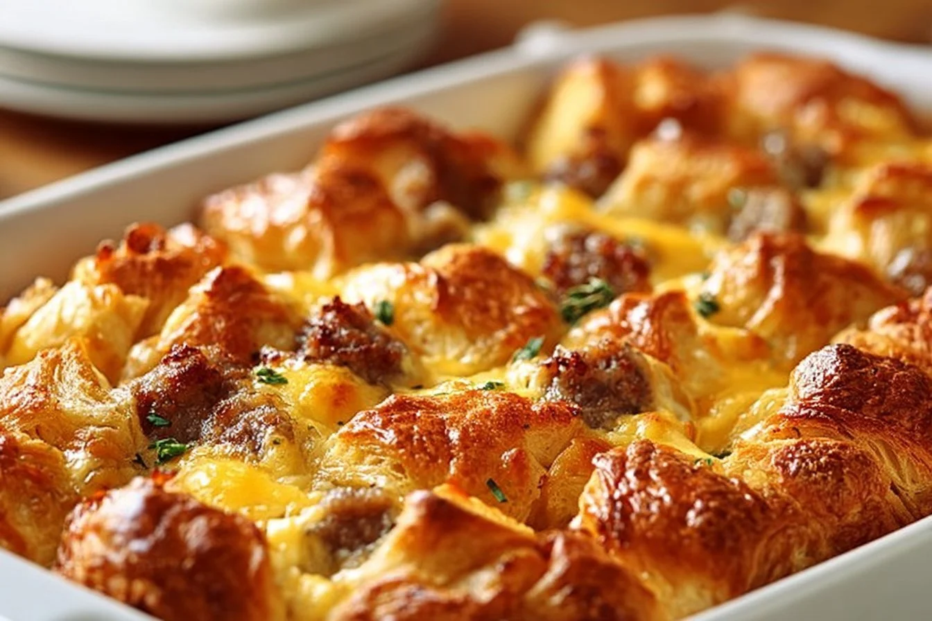 Overnight Croissant Breakfast Casserole