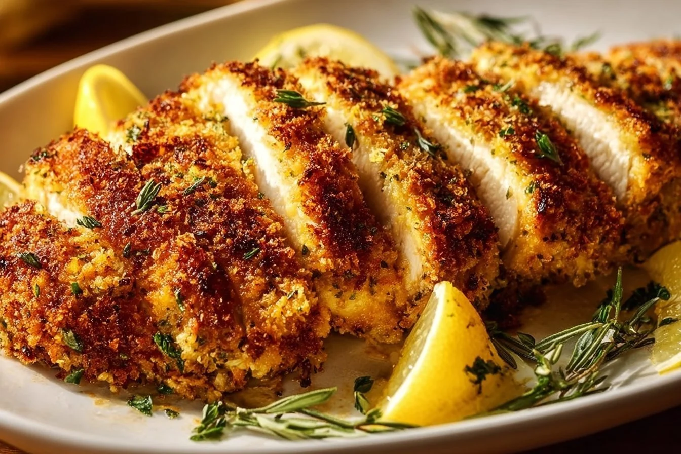 Delicious Parmesan Crusted Chicken with a crispy golden exterior.