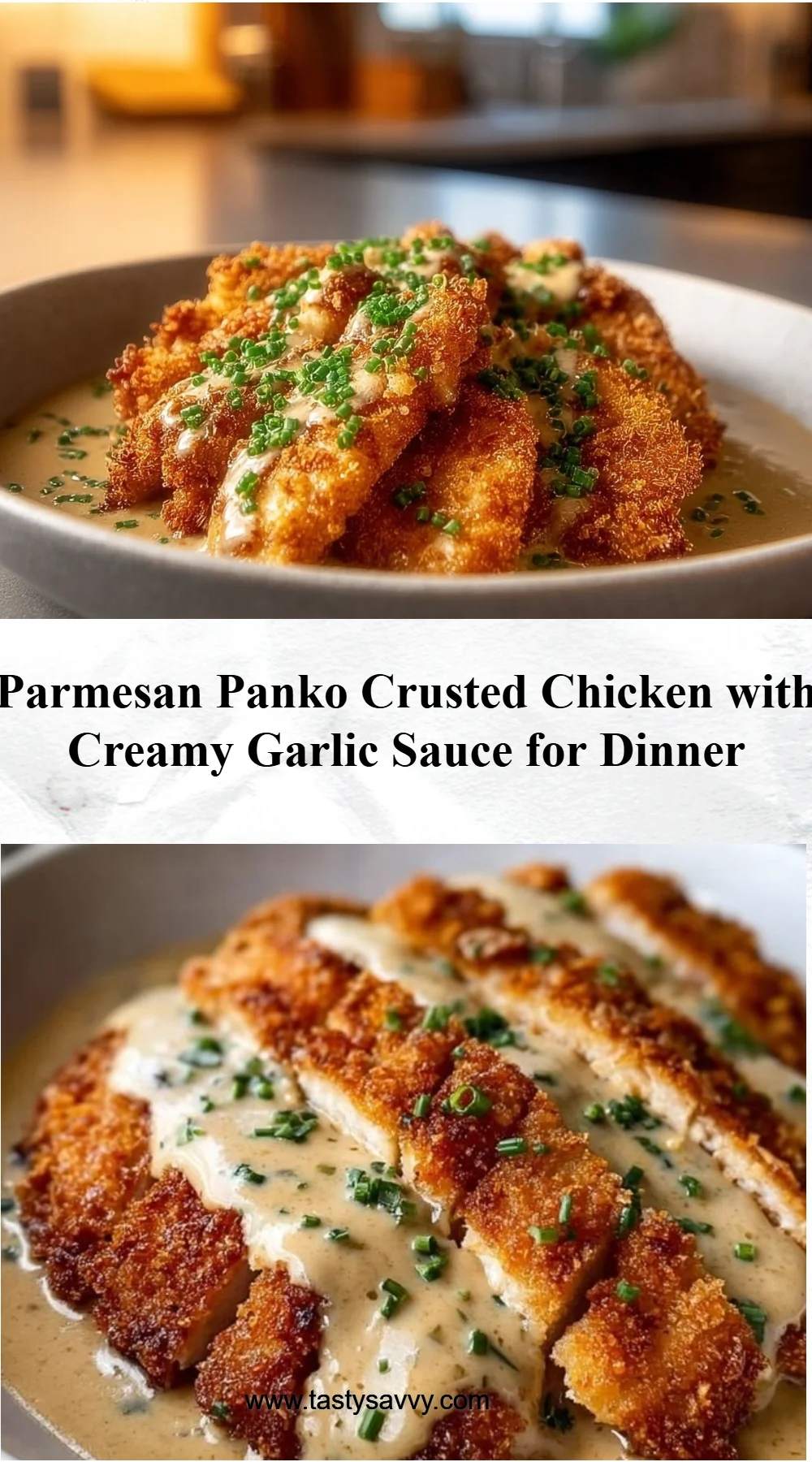 Parmesan Crusted Chicken with Creamy Garlic Sauce