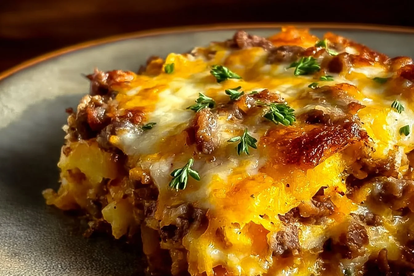 The Best Hashbrown Breakfast Casserole Ever hashbrown breakfast casserole Delicious hashbrown breakfast casserole served on a plate with toppings