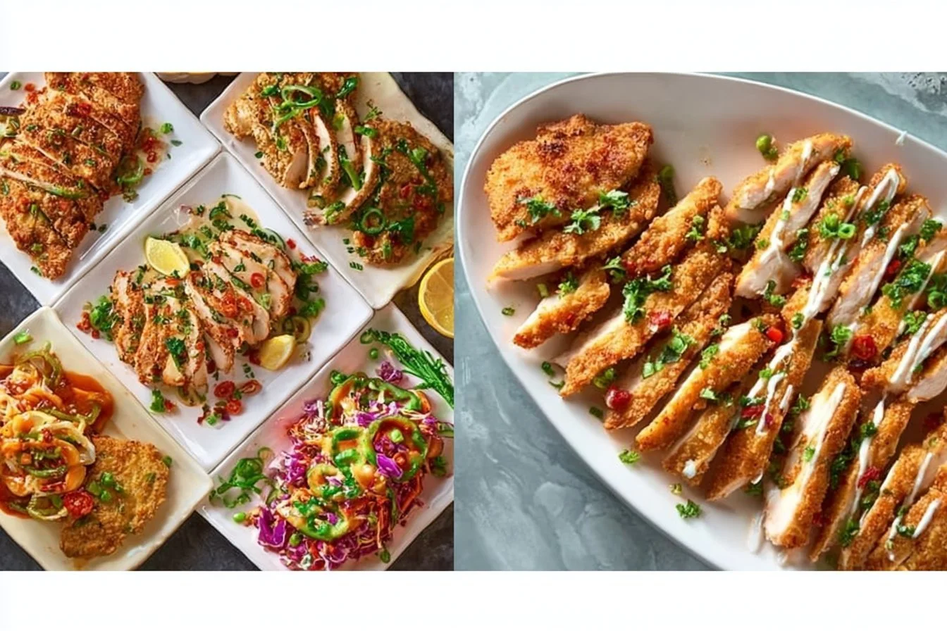 Thin-Sliced Chicken Breasts with Vegetables chicken breasts Thin-sliced chicken breasts cooked with fresh vegetables