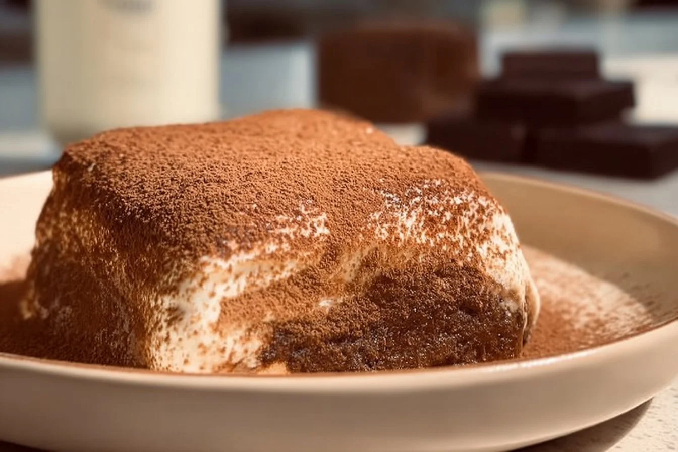 Tiramisu Baked Oats tiramisu baked oats Delicious tiramisu baked oats topped with cocoa and coffee.