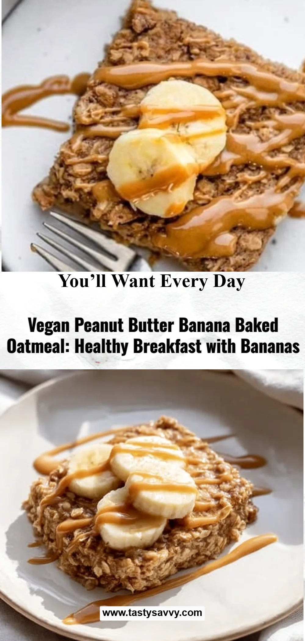 Vegan Peanut Butter Banana Baked Oatmeal