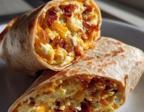 20-Minute Healthy Caramelized Onion and Cheese Breakfast Burrito Bliss