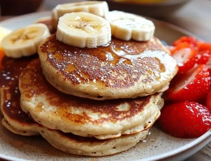 Delicious banana oatmeal pancakes served on a plate