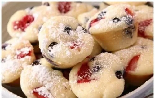 Berry Protein Pancake Bites