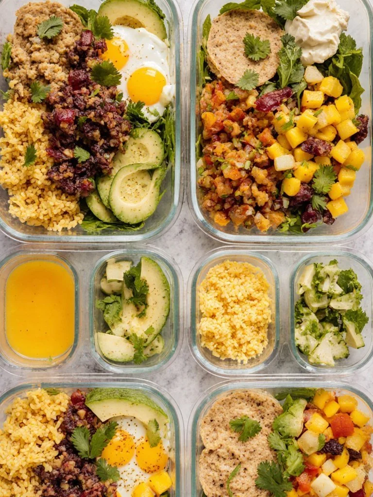 Breakfast Burrito Bowl breakfast burrito Colorful breakfast burrito bowl with eggs, beans, and fresh vegetables.