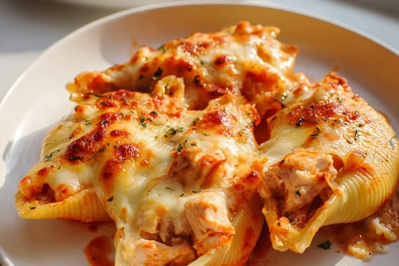 Classic Marry Me Chicken stuffed shells topped with creamy sauce and herbs