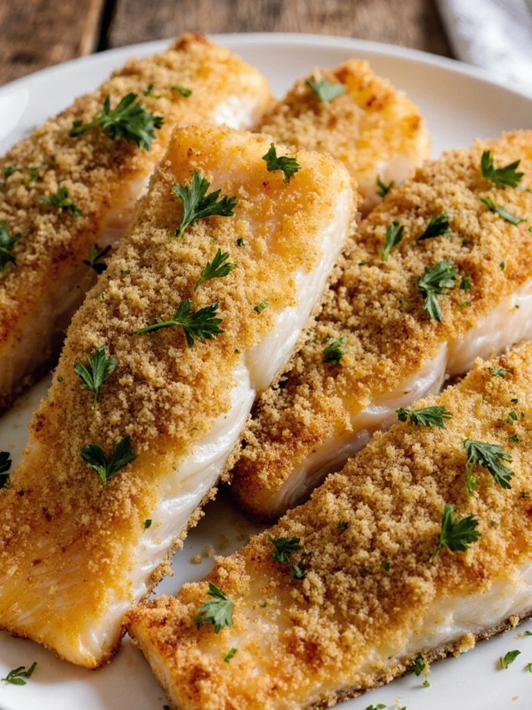 Delicious Copycat Parmesan Crusted Chicken on a plate garnished with herbs