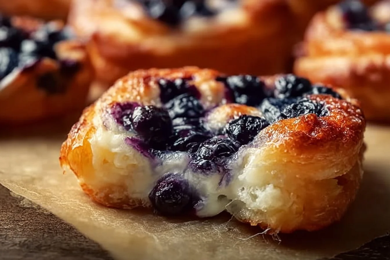 Cottage Cheese Blueberry Cloud Bread with fresh blueberries on top