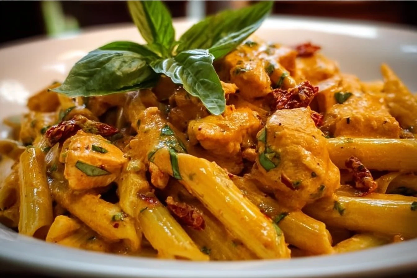 Creamy Sun-Dried Tomato Marry Me Chicken Pasta served in a bowl