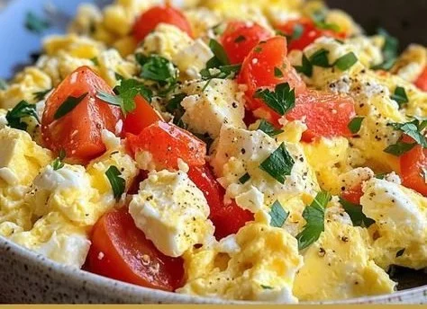 Deliciously Flavorful & Healthy Mediterranean Scrambled Eggs
