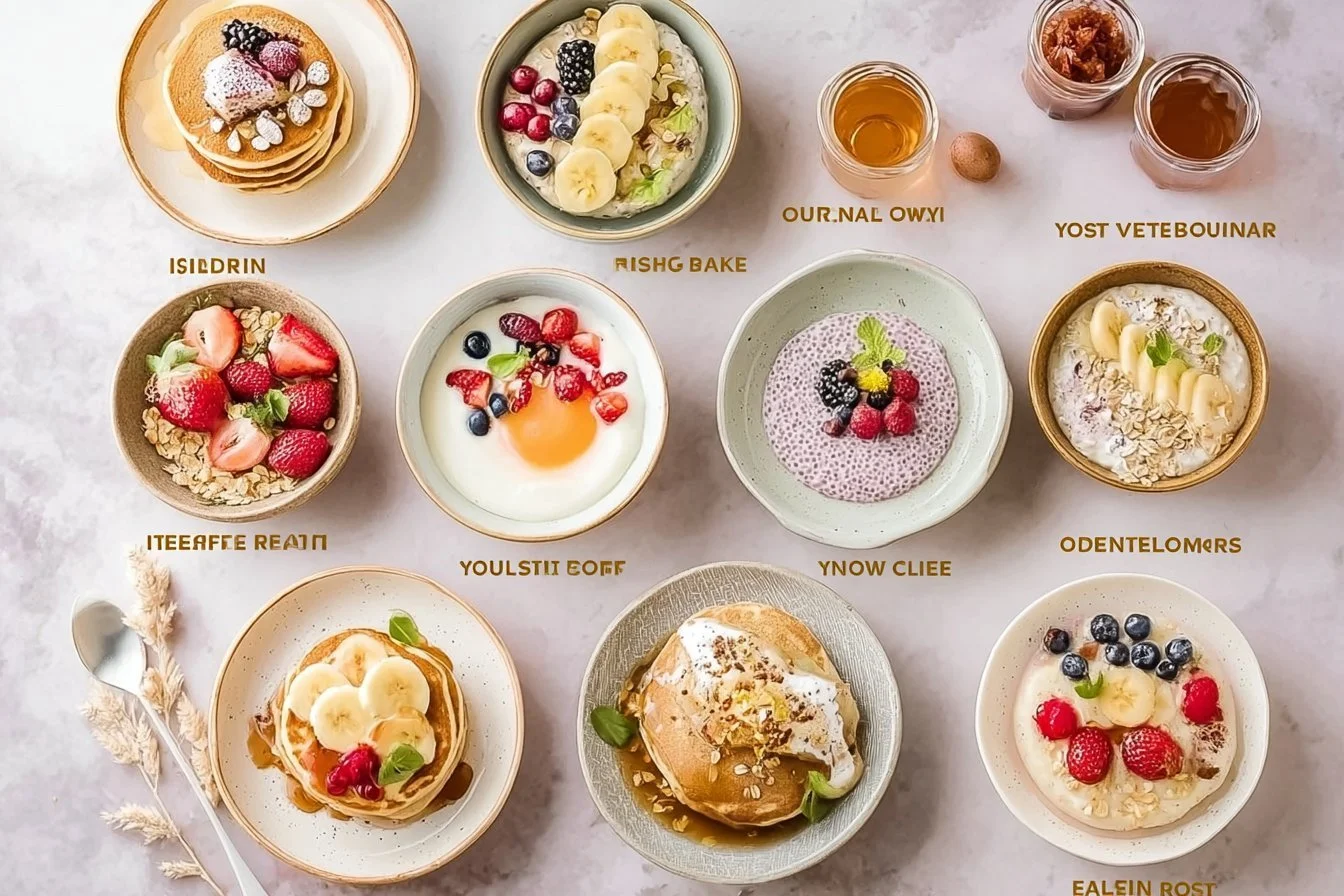 Delightful breakfast pancakes served with syrup and berries