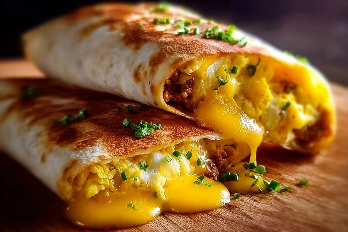 Delicious easy breakfast crunchwrap filled with eggs and toppings