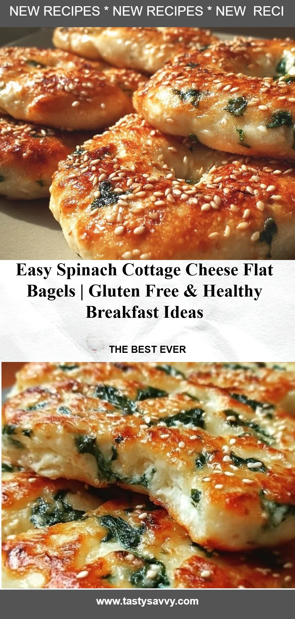 Easy Spinach Cottage Cheese Flat Bagels