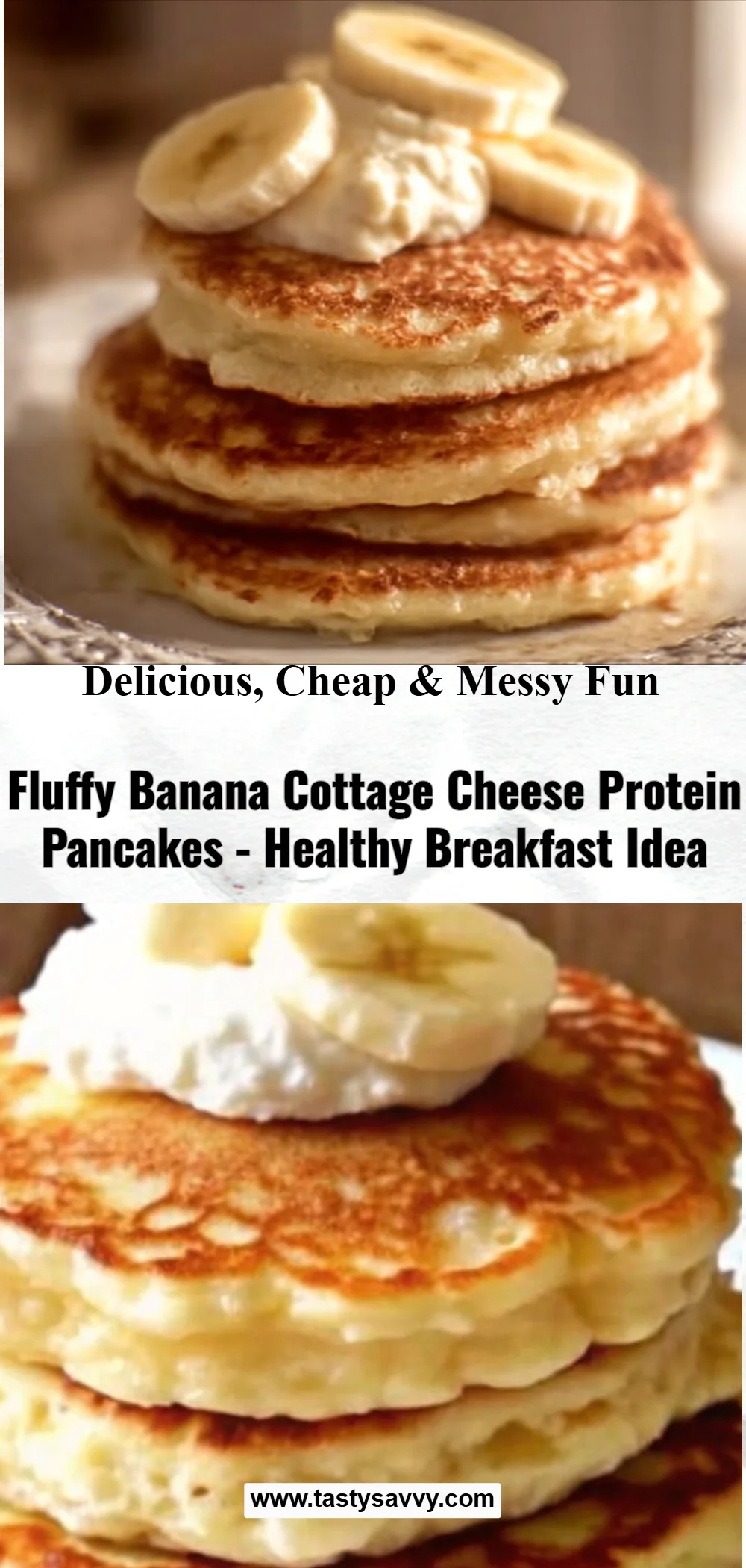 Fluffy Banana Cottage Cheese Pancakes