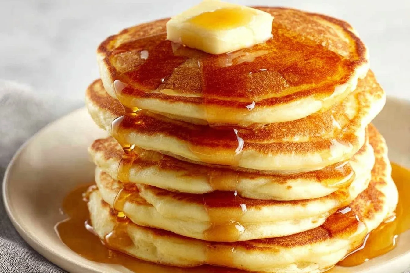 Greek Yogurt Pancakes Greek Yogurt Pancakes Fluffy Greek Yogurt Pancakes served with maple syrup and fresh berries.