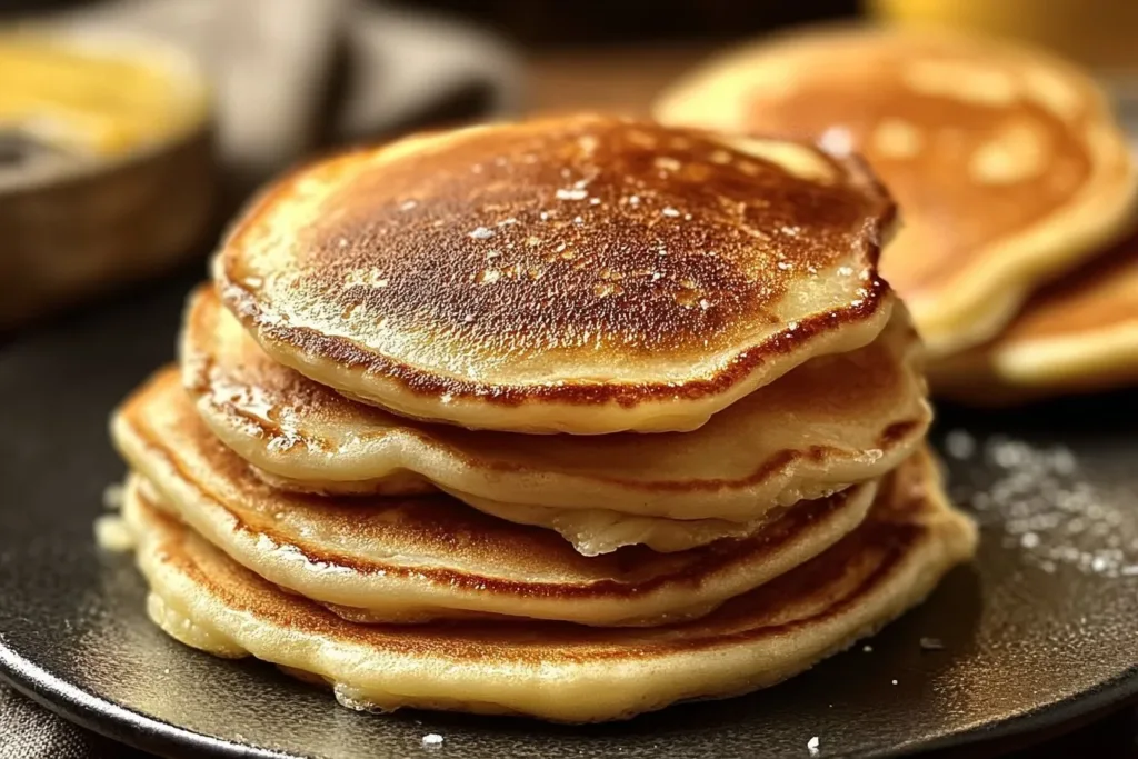 Fluffy Greek yogurt pancakes served with fresh berries on a plate