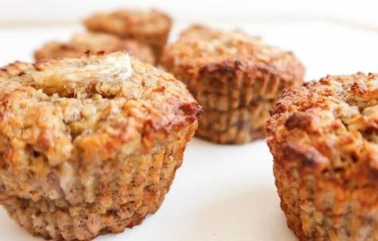 Healthy Banana Oatmeal Muffins baked with ripe bananas and oats