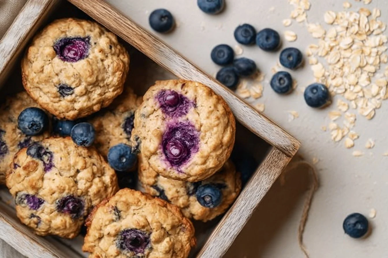 Plate of healthy breakfast cookies with nuts and dried fruits