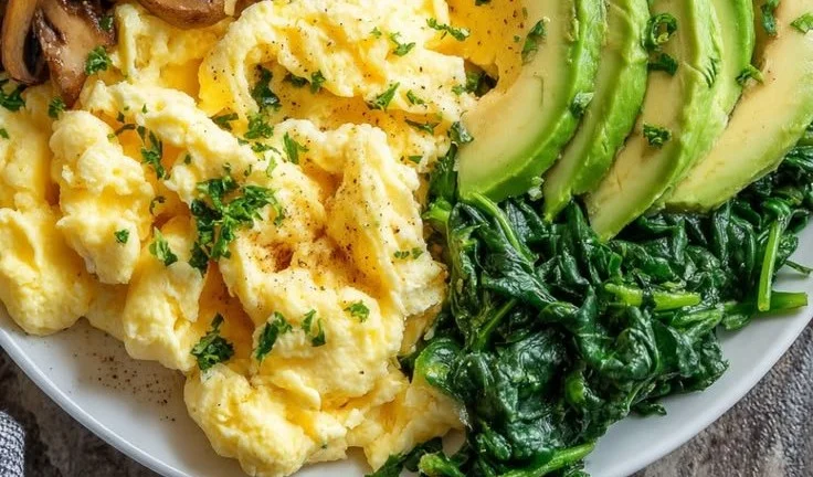 Healthy Breakfast Plate with Creamy Eggs