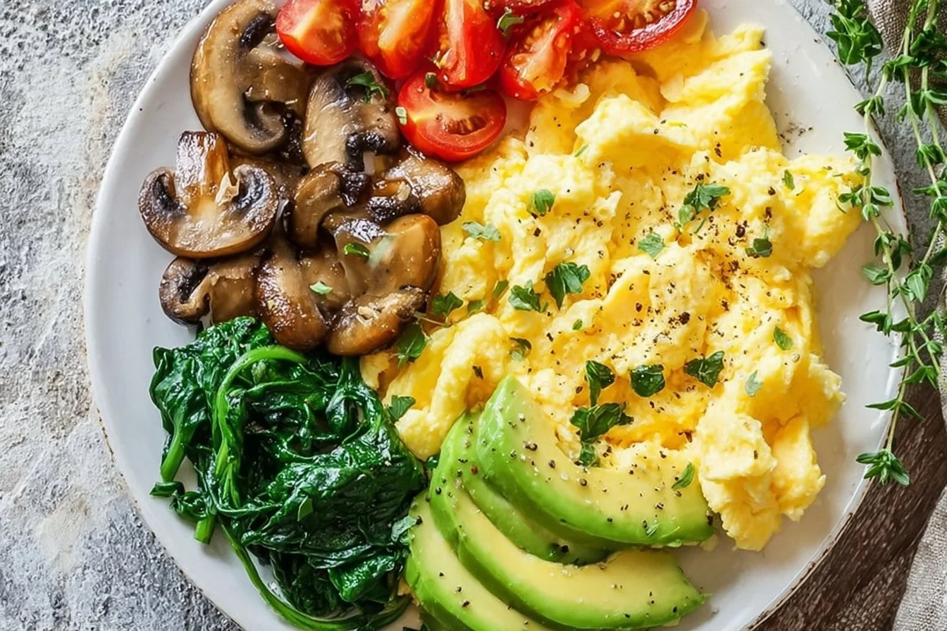 Healthy Breakfast Plate with Creamy Eggs