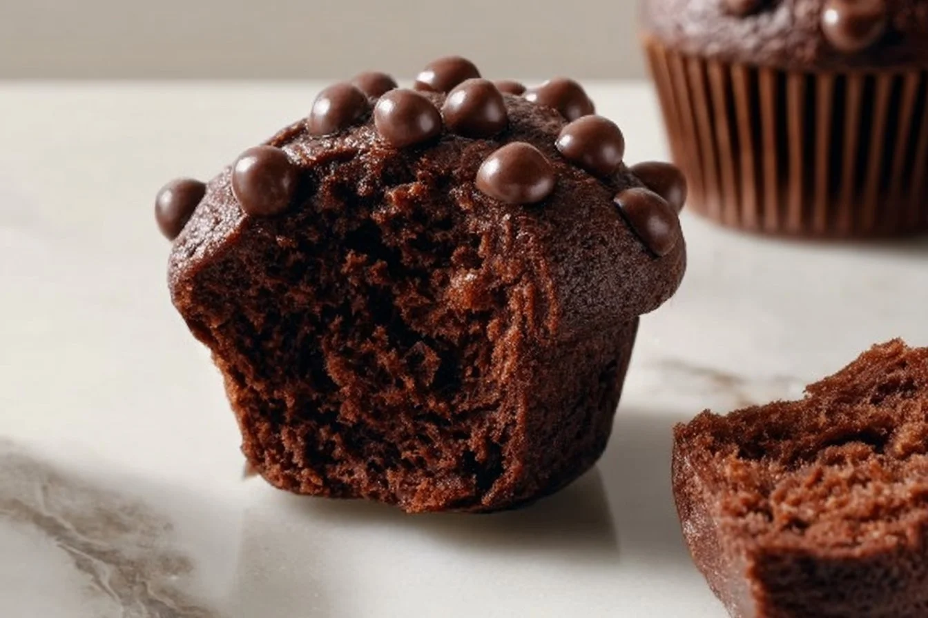 Healthy chocolate chip muffins made with Greek yogurt for a nutritious treat