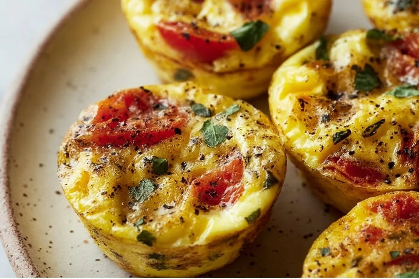Healthy egg muffins baked with fresh vegetables and herbs for a nutritious meal.
