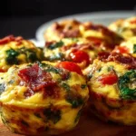 High-protein breakfast egg muffins baked in a muffin tin, ideal for healthy meal prep.