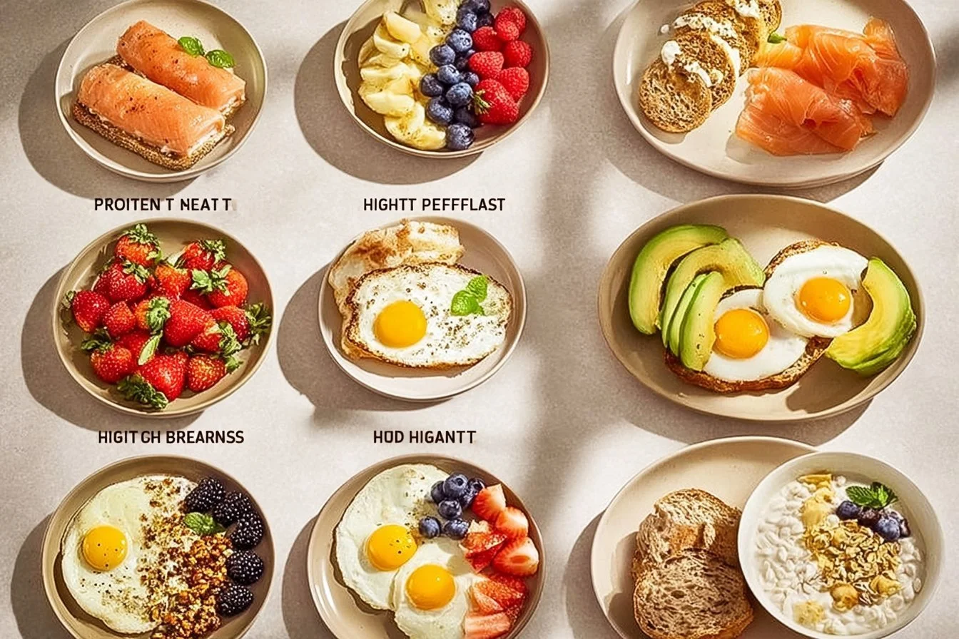 High-protein breakfast of scrambled eggs and sautéed spinach on a plate