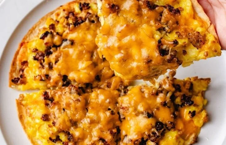 High Protein Sausage & Egg Breakfast Pizza breakfast pizza High Protein Sausage & Egg Breakfast Pizza