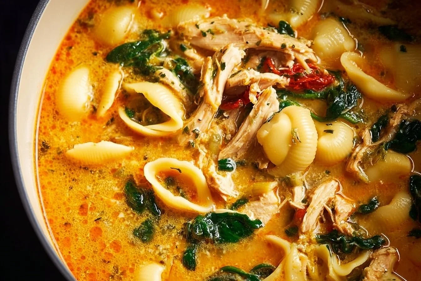 Bowl of Italian Marry Me Chicken Soup garnished with herbs