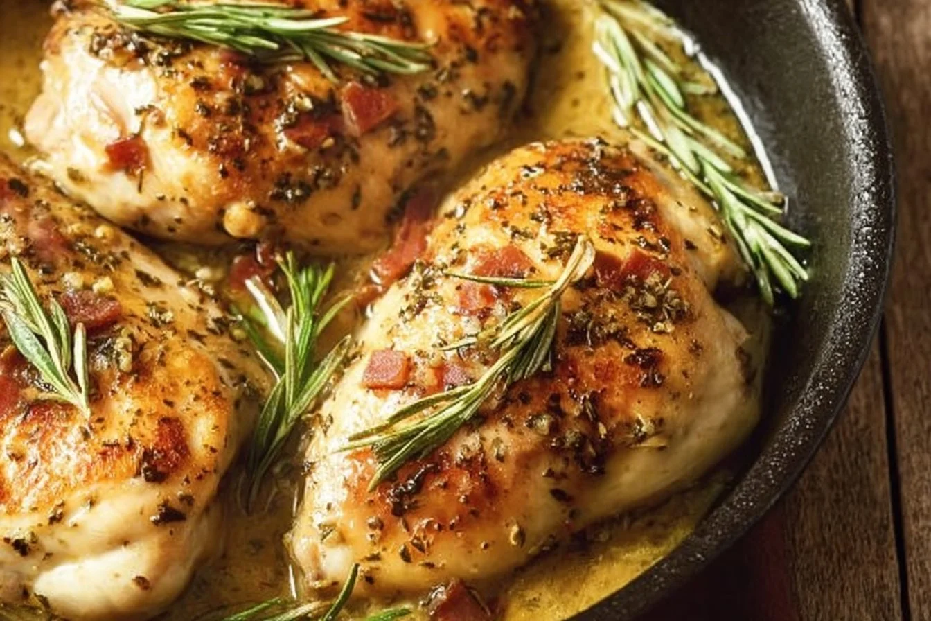 Delicious Marry Me Chicken served with creamy sauce and herbs