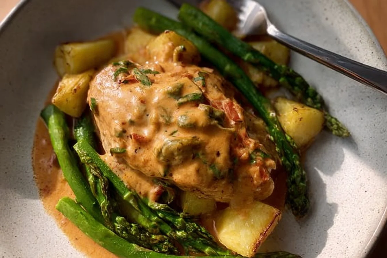 Delicious Marry Me Chicken served with creamy sauce and herbs