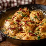 Delicious Marry Me Chicken dish served with creamy sauce and herbs.