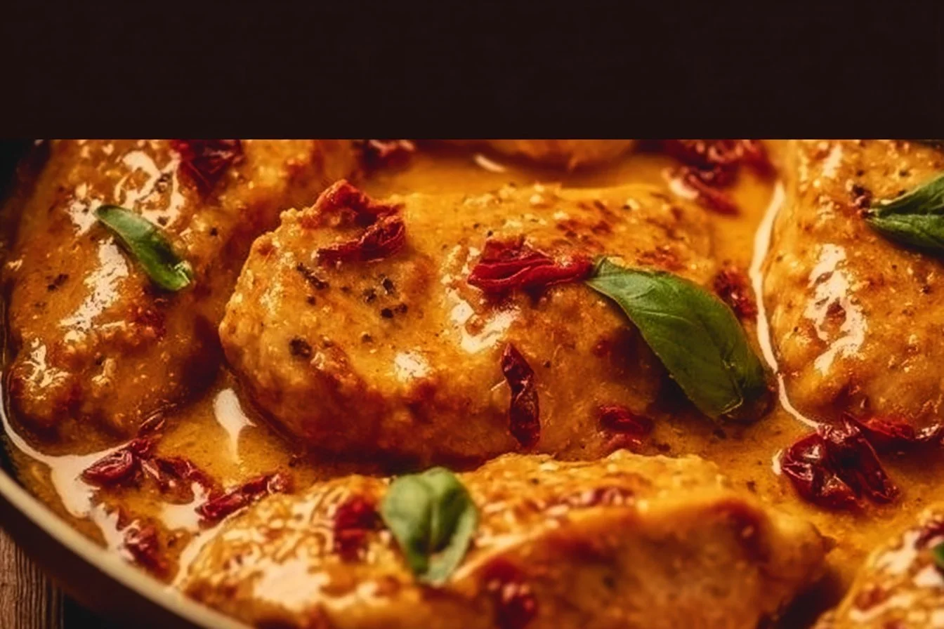 Delicious plate of Marry Me Chicken with creamy sauce and herbs