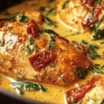 Delicious plate of Marry Me Chicken served with garnish