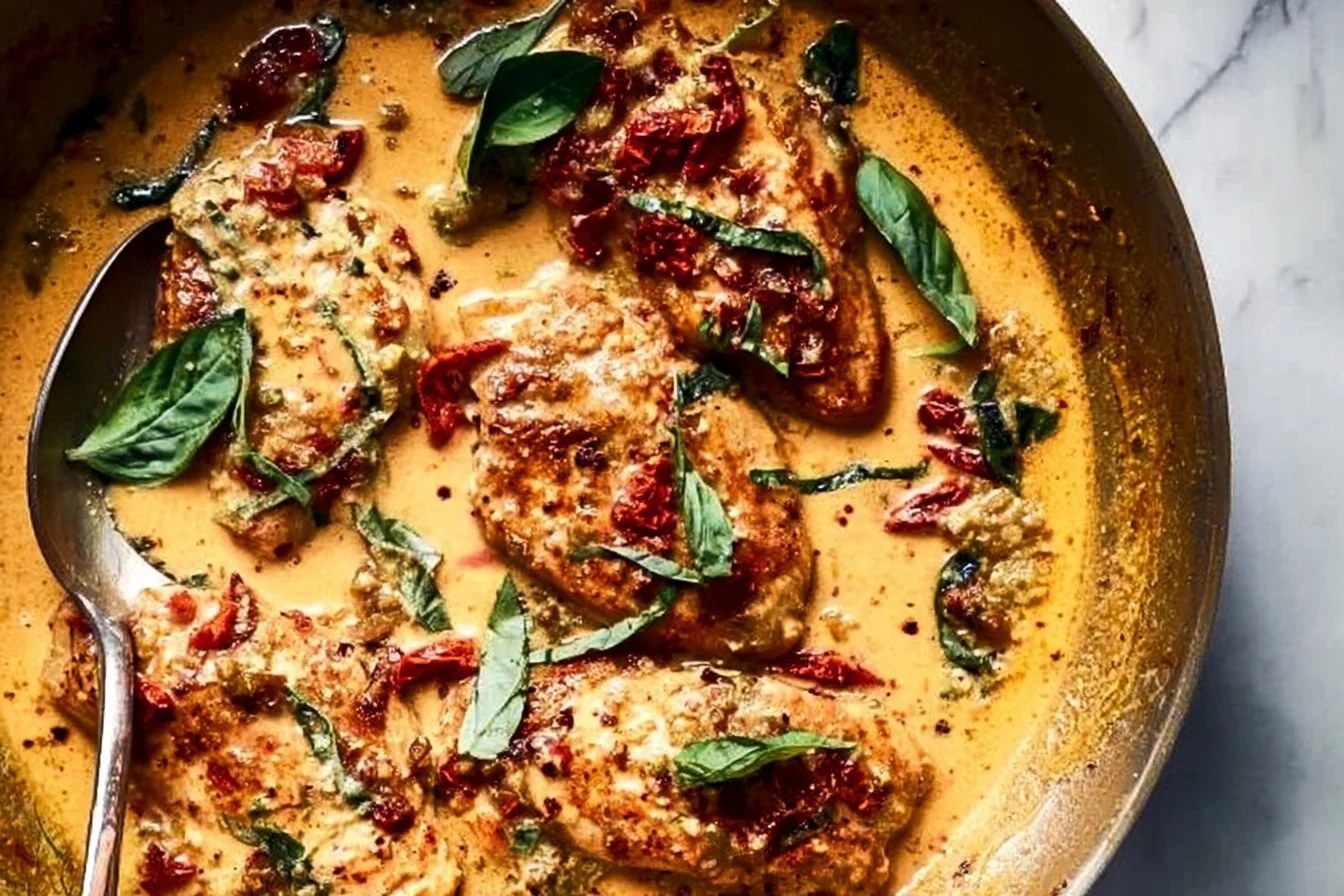 Succulent Marry Me Chicken dish served with herbs and cream sauce