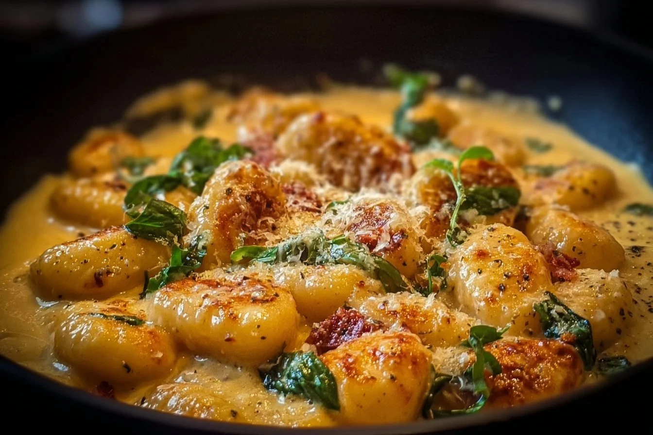 Delicious Marry Me Chicken Gnocchi served in a creamy sauce