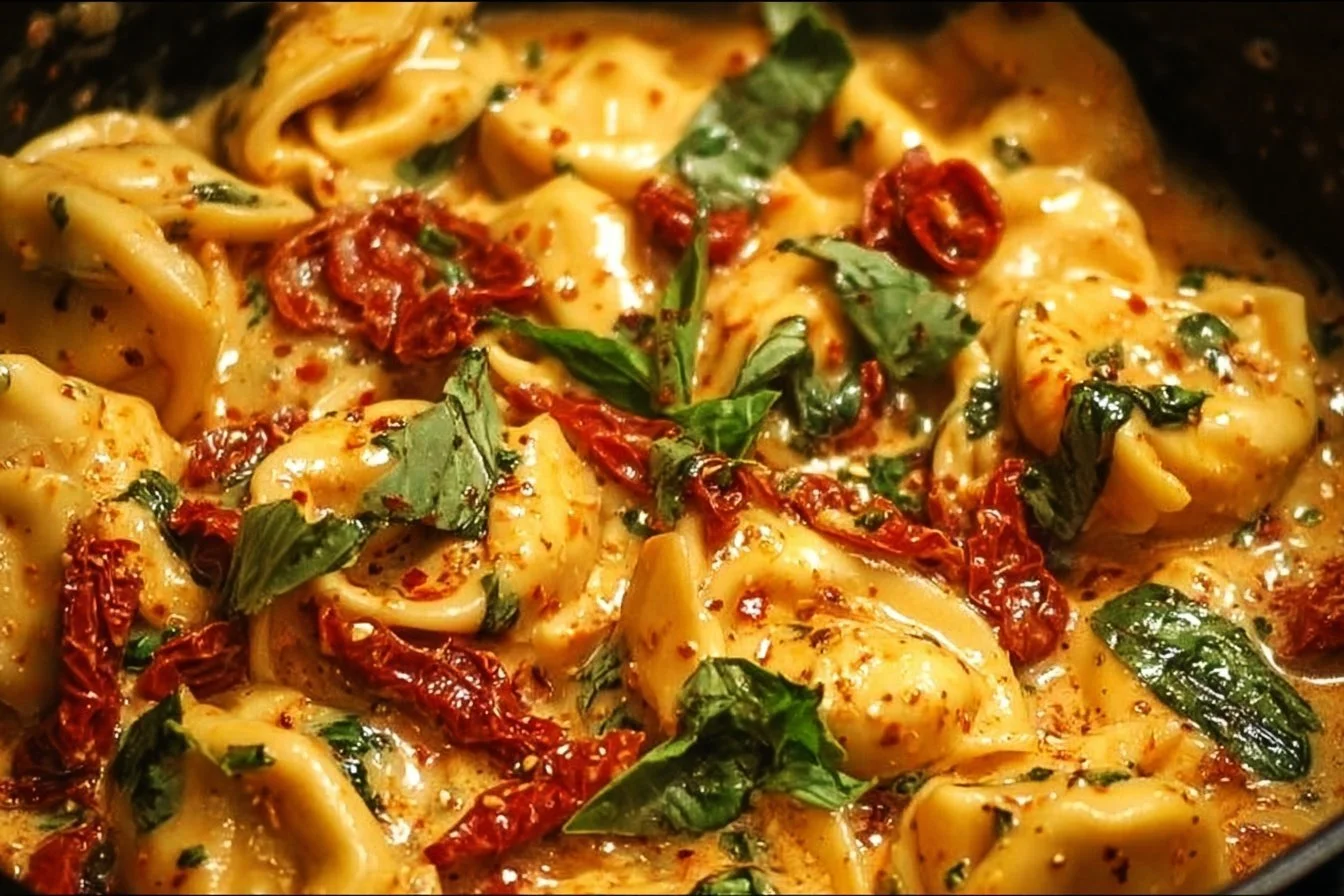 Delicious Marry Me Chicken Tortellini served with fresh herbs