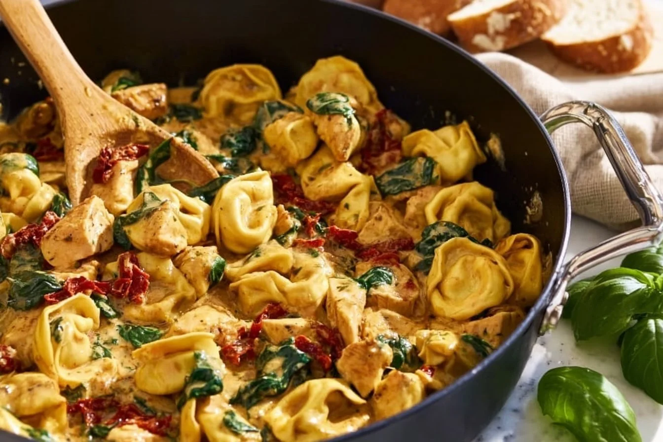 Delicious Marry Me Chicken Tortellini served in a creamy sauce