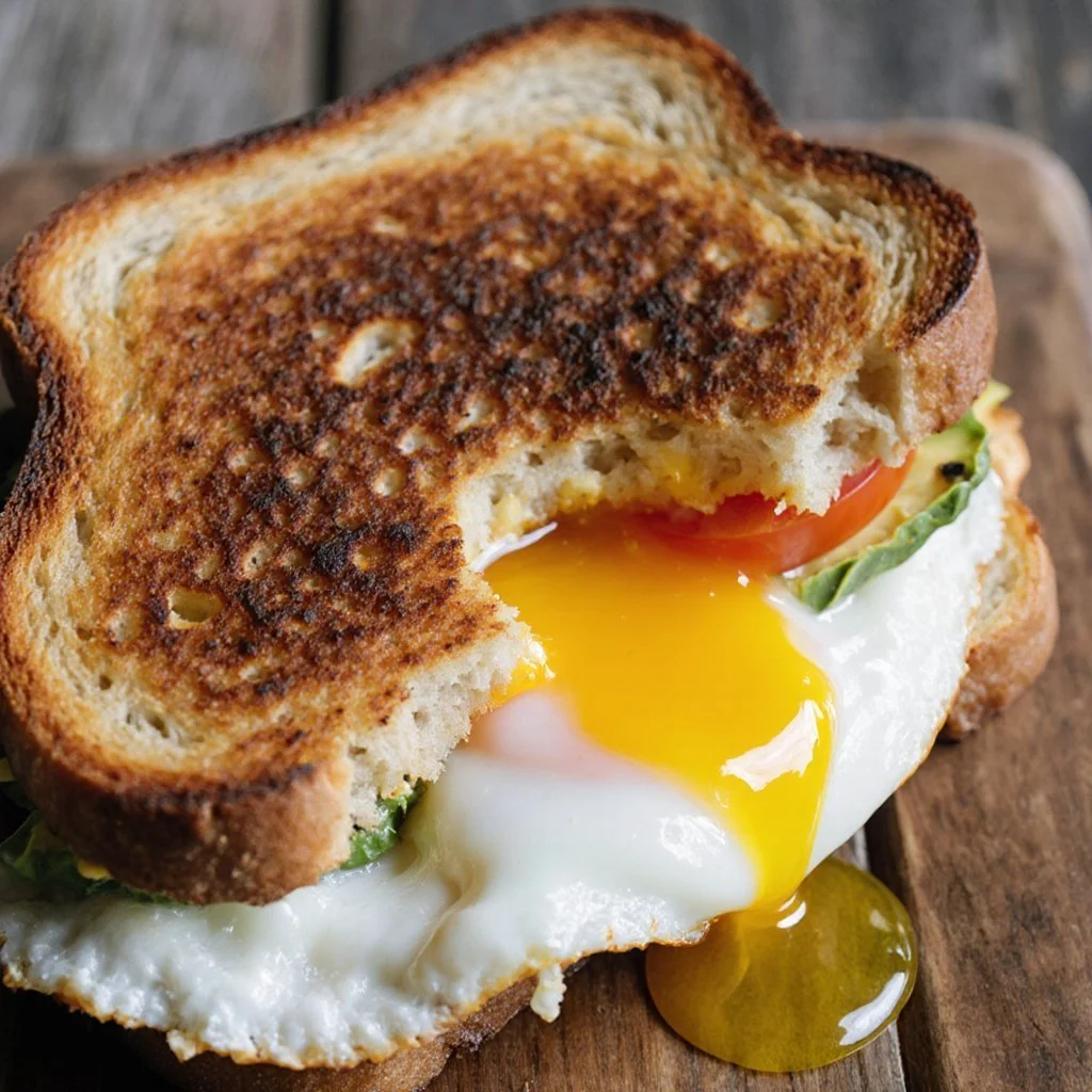 Delicious Mediterranean Breakfast Sandwich with fresh ingredients