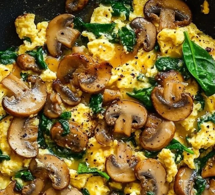 Mushroom Spinach Scrambled Eggs Mushroom Spinach Scrambled Eggs Mushroom Spinach Scrambled Eggs