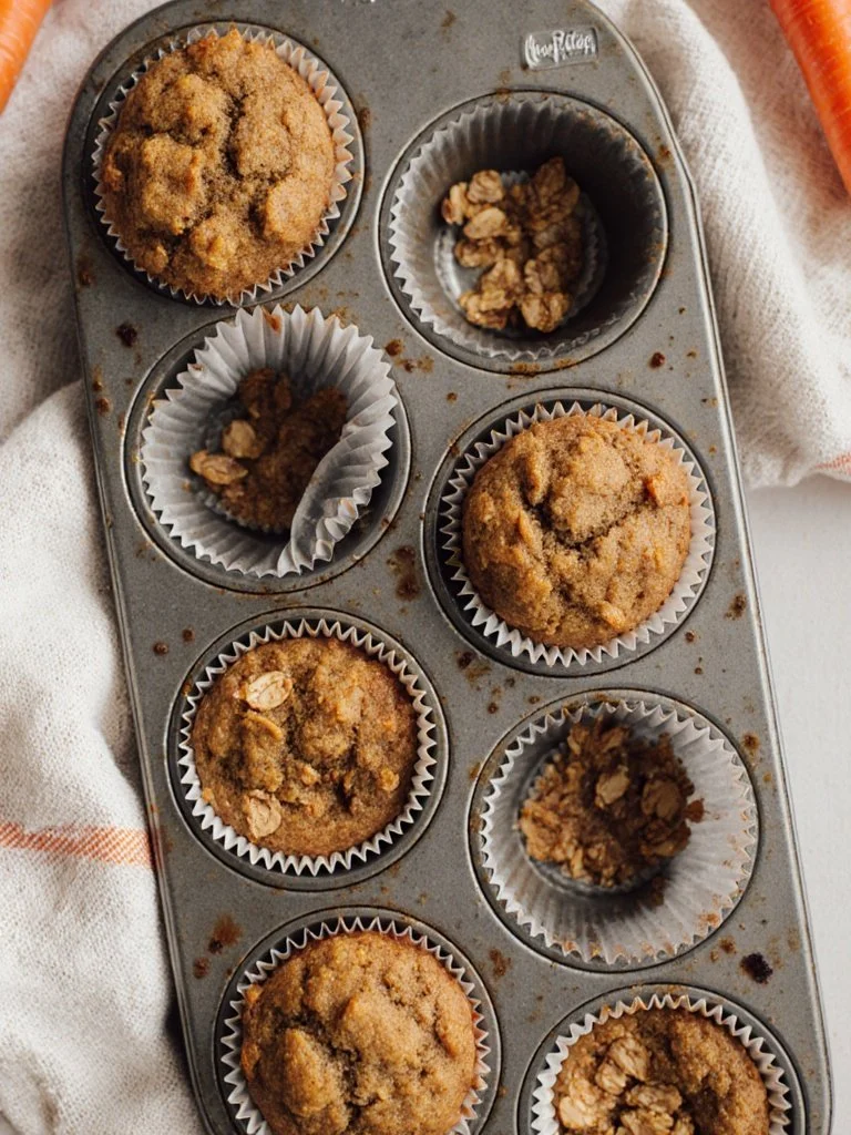 One-Bowl Healthy Oatmeal Carrot Muffins oatmeal muffins Healthy oatmeal carrot muffins fresh out of the oven.