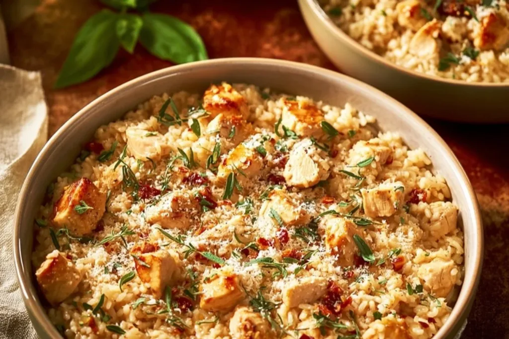 Delicious Parmesan Chicken served with Marry Me Chicken Rice