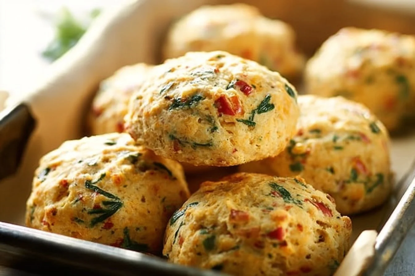 Savory high-protein breakfast biscuits on a plate ready to eat.