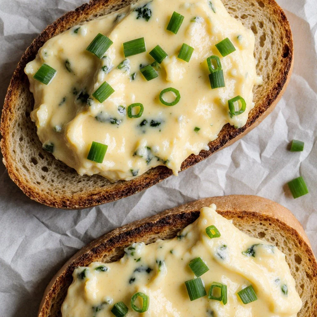 Delicious Egg and Ricotta Toast topped with fresh herbs and spices