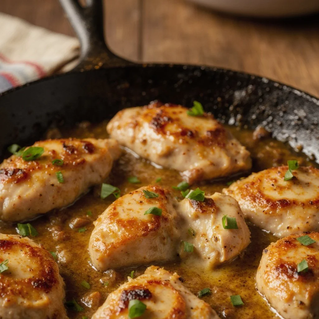 Delicious Texas Roadhouse Butter Chicken Skillet served in a skillet