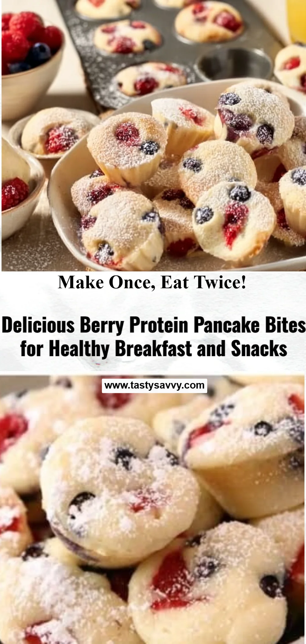 Berry Protein Pancake Bites