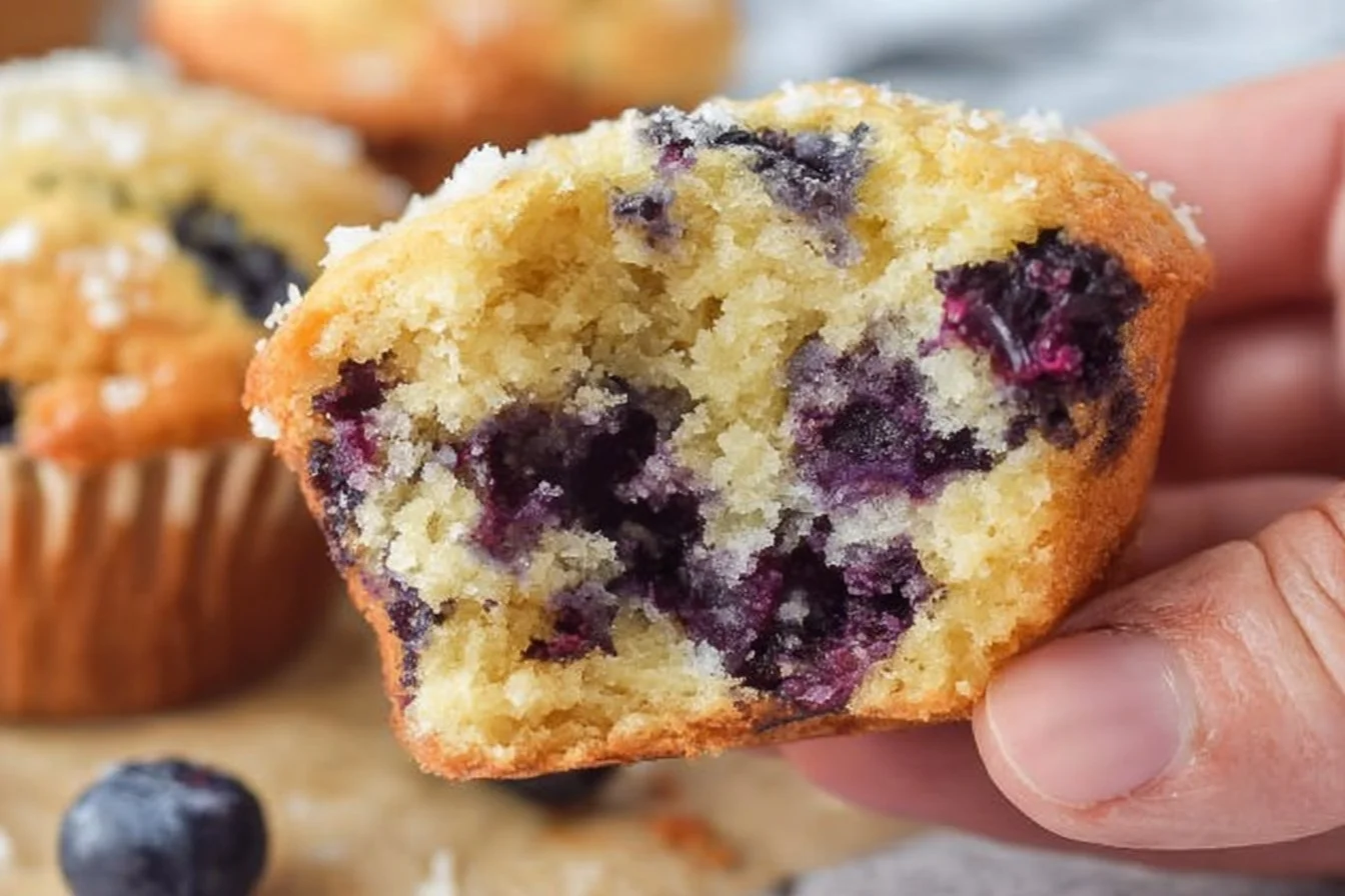 Blueberry cottage cheese muffins fresh out of the oven